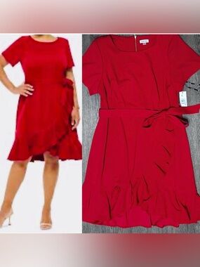 Calvin Klein Bold Red Tulip
Sleeve Midi Dress plus size 20W
